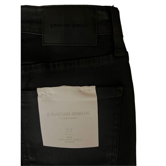NWT Jonathan Simkhai Rae High Rise Coated Ankle Skinny Jean - Black Size 27 - Picture 7 of 9